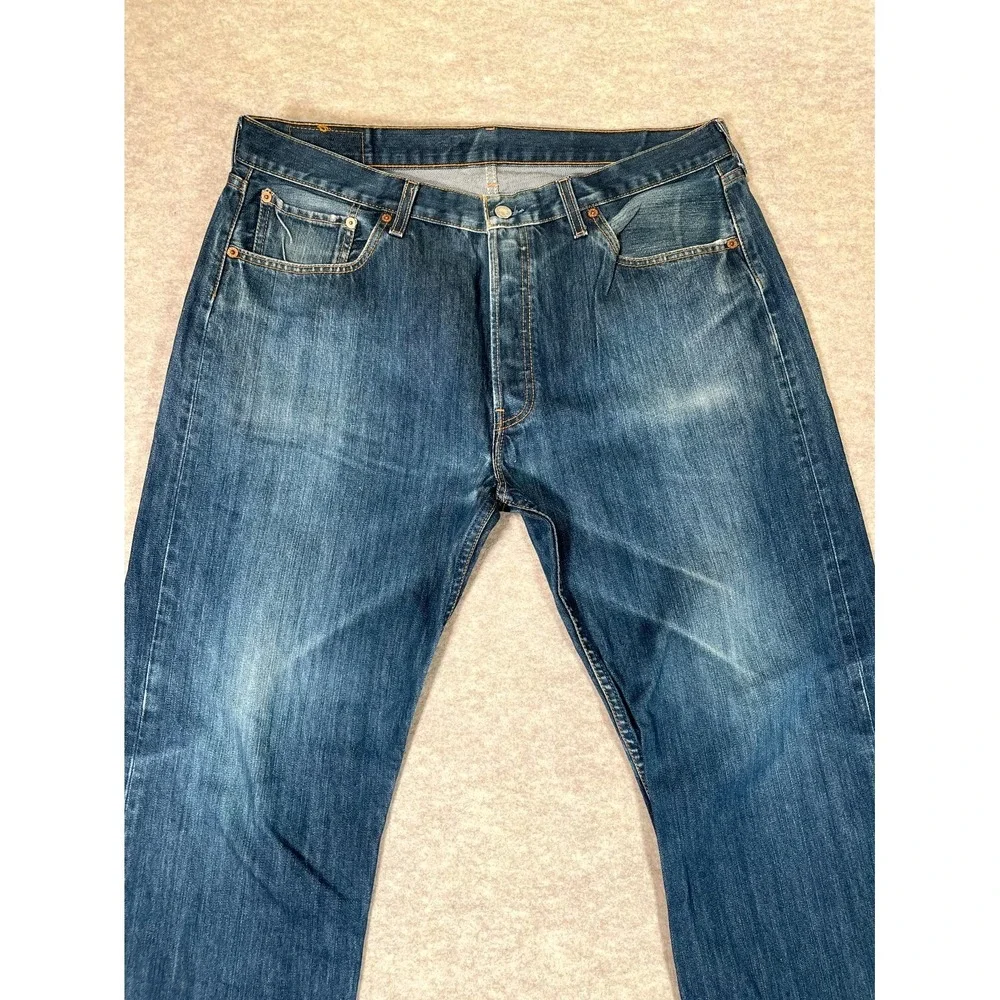 Levis 501 Original Fit Jeans Mens 38x34 Blue Denim‎ Mid Rise Cotton Medium Wash